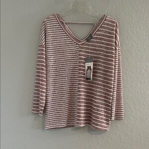 Casual Striped V-Neck Long Sleeve Top
